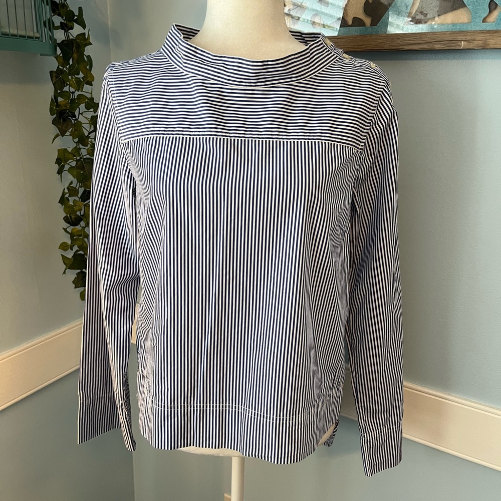 J. Crew Navy and White Striped Shirt